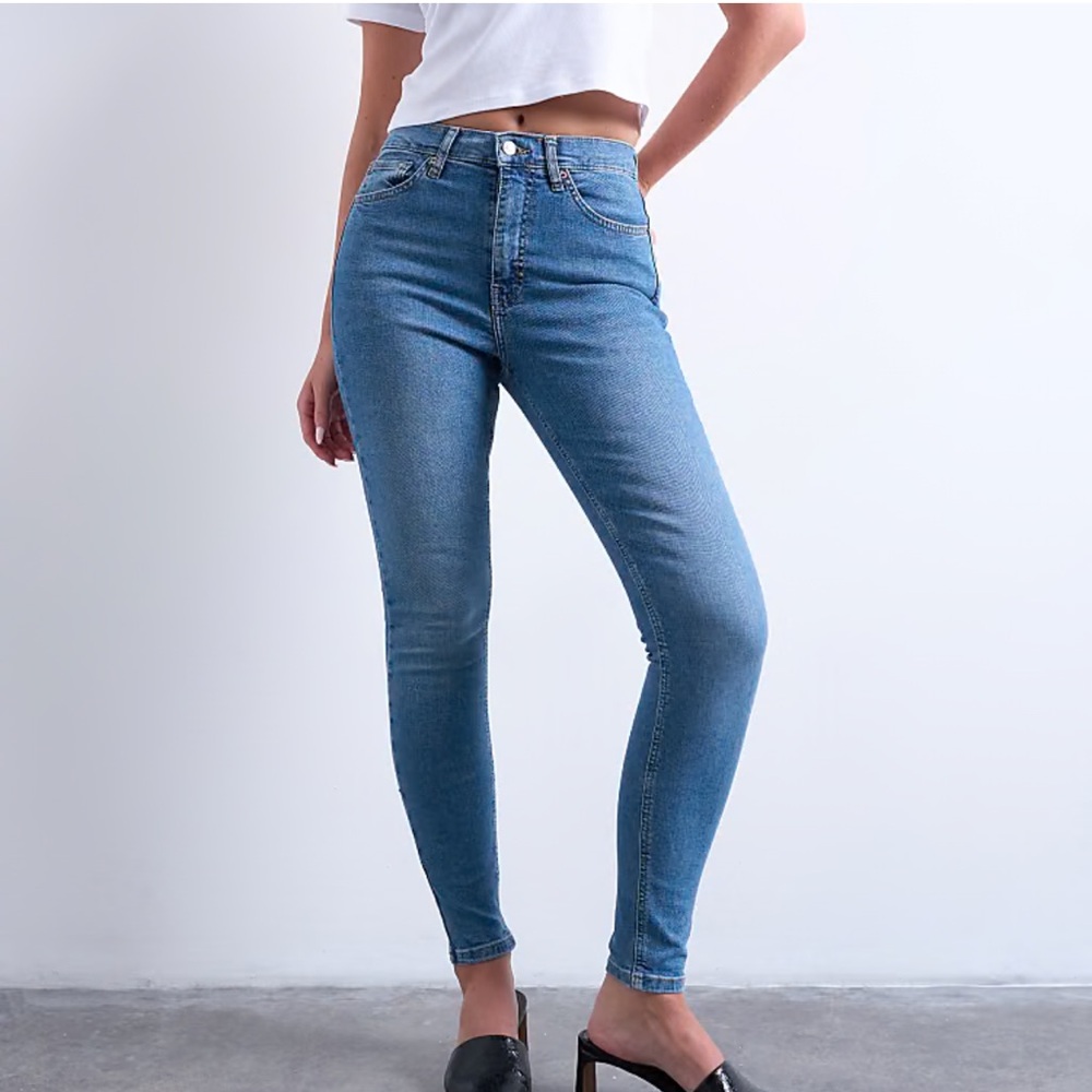 Topshop High Rise Skinny Jeans in Blue